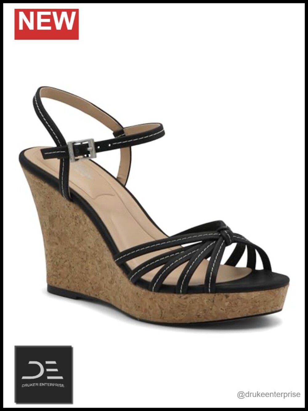 Women's Lulu Wedge Sandal with Adjustable Strap and Faux Leather Lining